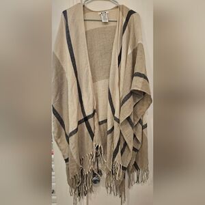 Tan and Brown Striped Women's Sweater Shawl